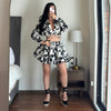 SET FLOR BLACO CON NEGRO